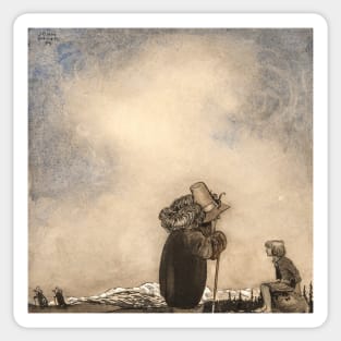 Old Man Talking to a Boy by John Bauer Sticker